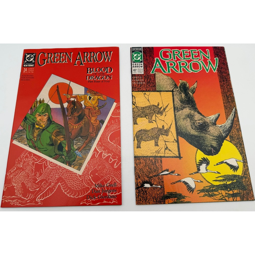 DC Comics Green Arrow Issues 24 and 47 Mike Grell Blood of the Dragon Lot